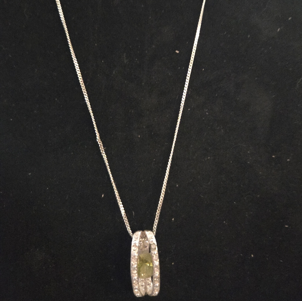 Sterling Silver Green Gemstone Pendant Necklace